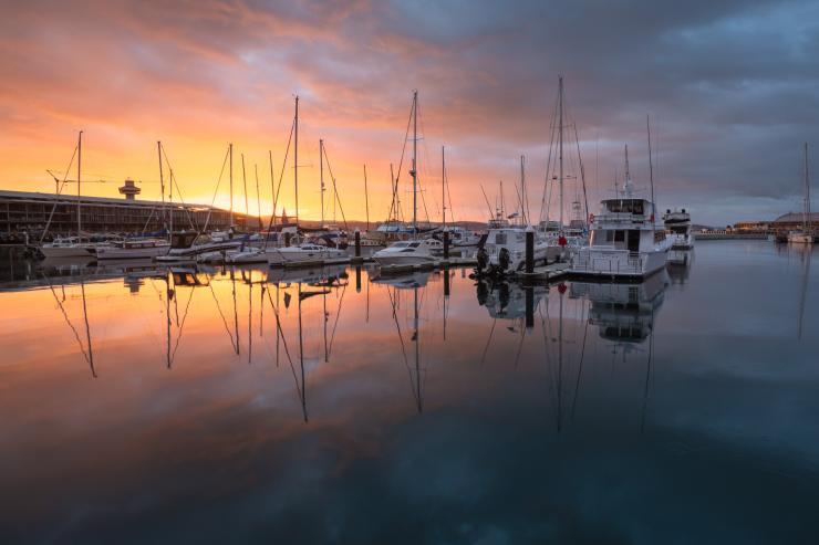 Sunset over Constitution Dock, Hobart, TAS © Tourism Australia