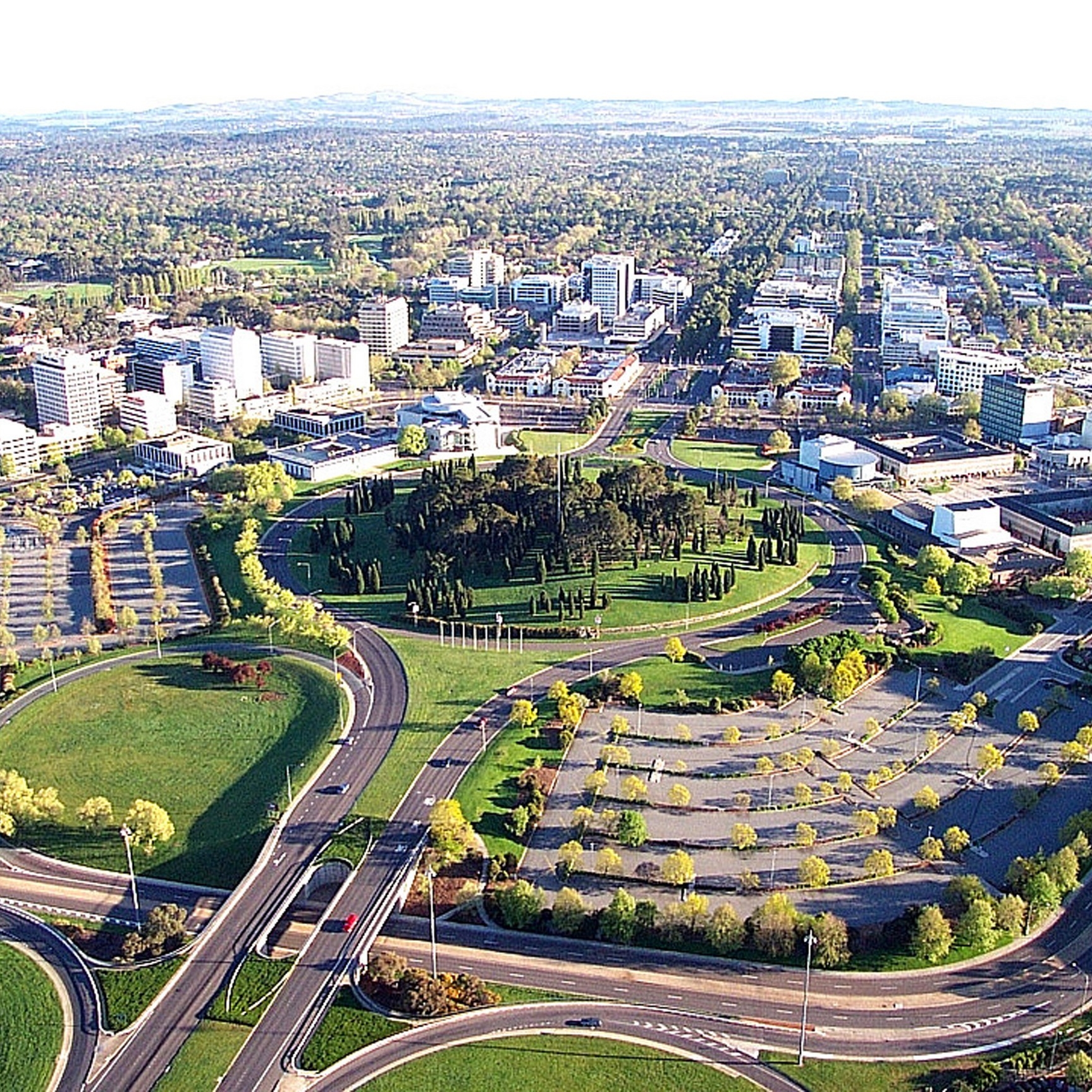 An aerial view of the city of Canberra, Canberra, Australian Capital Territory © VisitCanberra