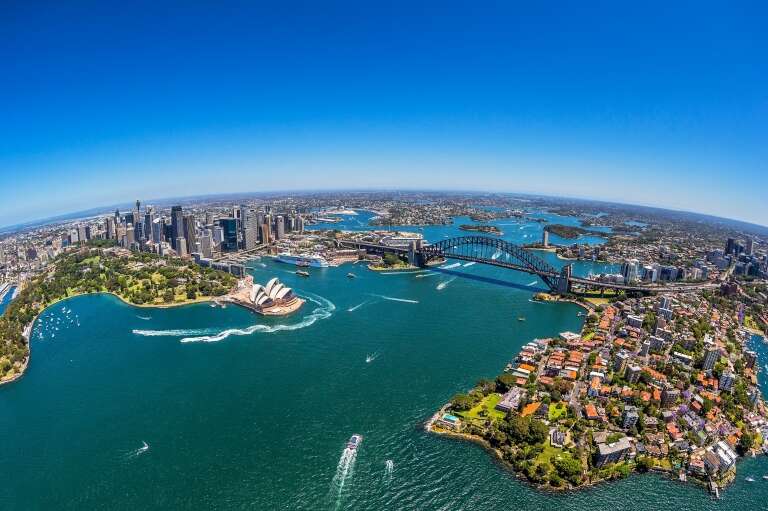 Aerial view of Sydney Harbour, Sydney, New South Wales © Destination NSW, Hamilton Lund