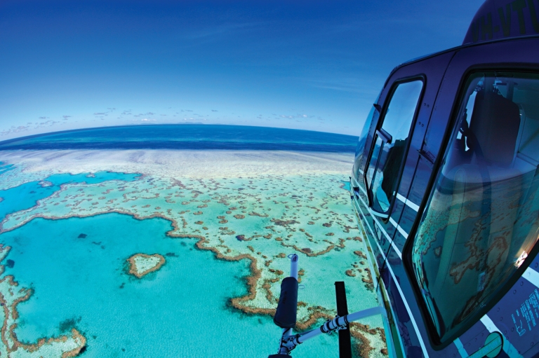 Helicopter flight over reef, qualia, Great Barrier Reef, Queensland © qualia