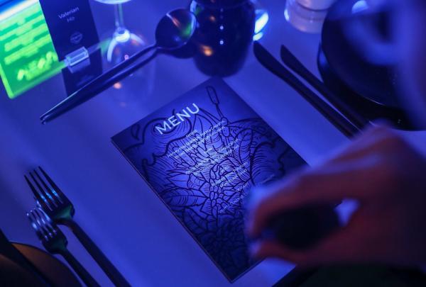 Illuminated menu by Belle Laide Events, Dreamtime Brisbane dinner, Brisbane, Queensland © Remco Jansen