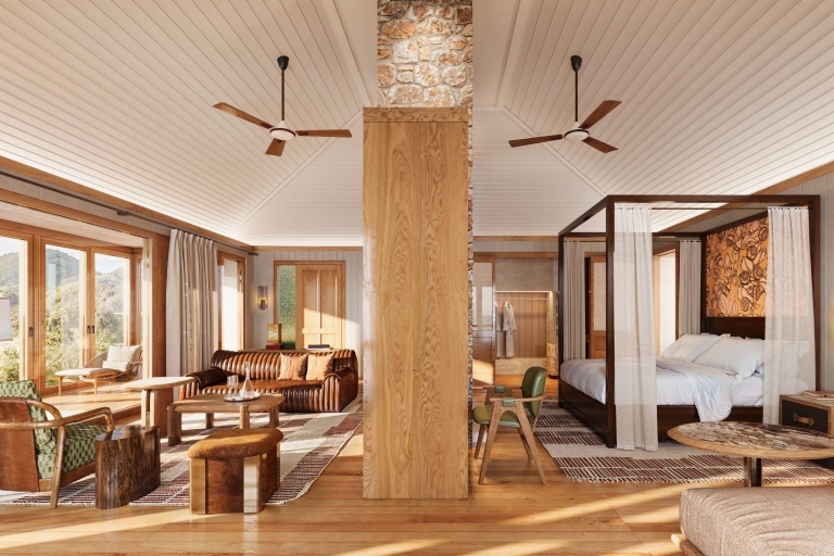 The bedroom in the studios at Emirates Wolgan Valley, a Ritz-Carlton Lodge, Blue Mountains, New South Wales © Emirates Wolgan Valley, a Ritz-Carlton Lodge