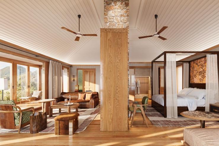 The bedroom in the studios at Emirates Wolgan Valley, a Ritz-Carlton Lodge, Blue Mountains, New South Wales © Emirates Wolgan Valley, a Ritz-Carlton Lodge