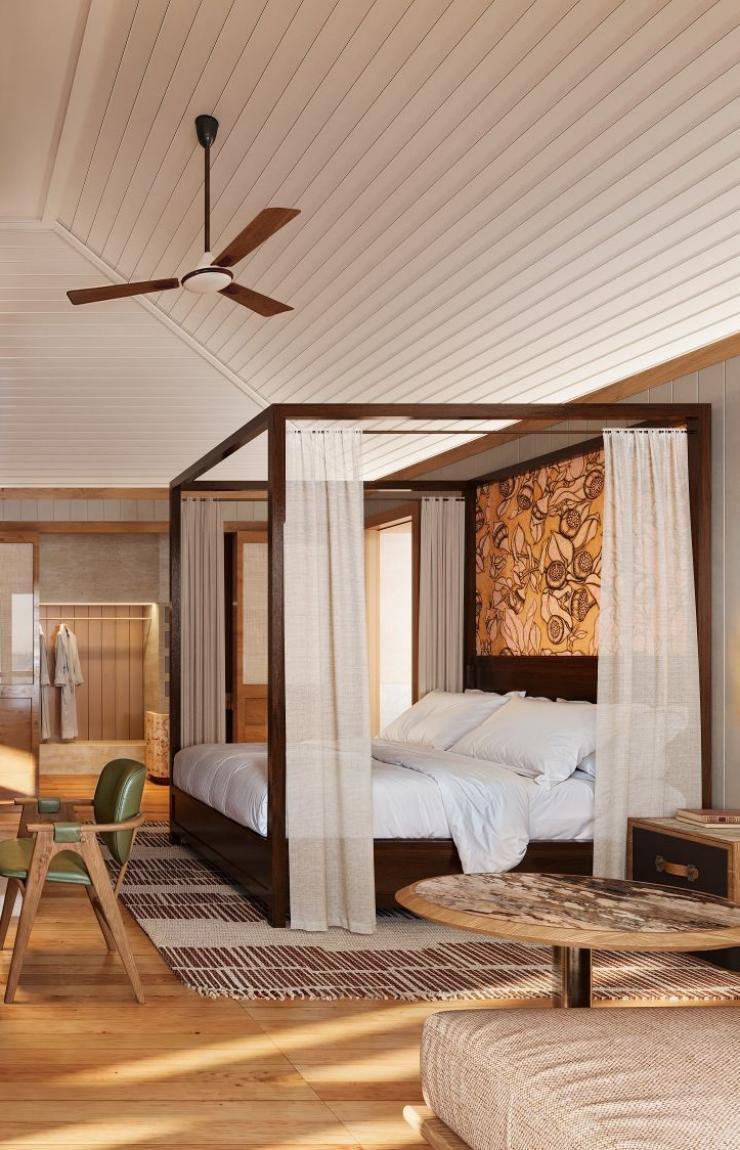 The bedroom in the studios at Emirates Wolgan Valley, a Ritz-Carlton Lodge, Blue Mountains, New South Wales © Emirates Wolgan Valley, a Ritz-Carlton Lodge