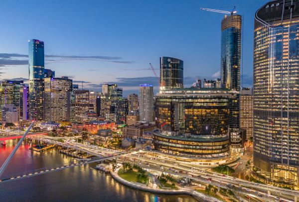 An aerial view of Queens Wharf and The Star located on the Brisbane River in the city centre © The Star Brisbane