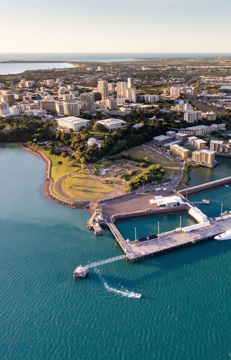 Aerial of Darwin and waterfront from a helicopter, Northern Territory © Liam Neal  Aerial of Darwin and waterfront from a helicopter, Northern Territory © Liam Neal