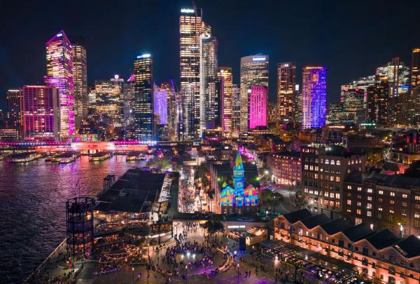 Sydney CBD, Circular Quay and The Rocks glow in a dazzling display of lights and colour, Daniel Tran © Tourism Australia