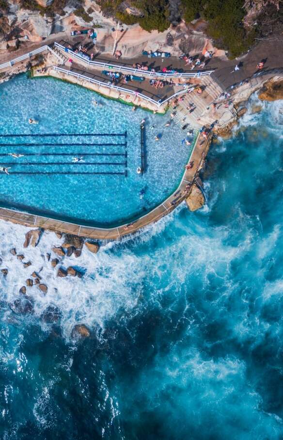 Aerial of Bronte Pool, Sydney, New South Wales © Tourism Australia