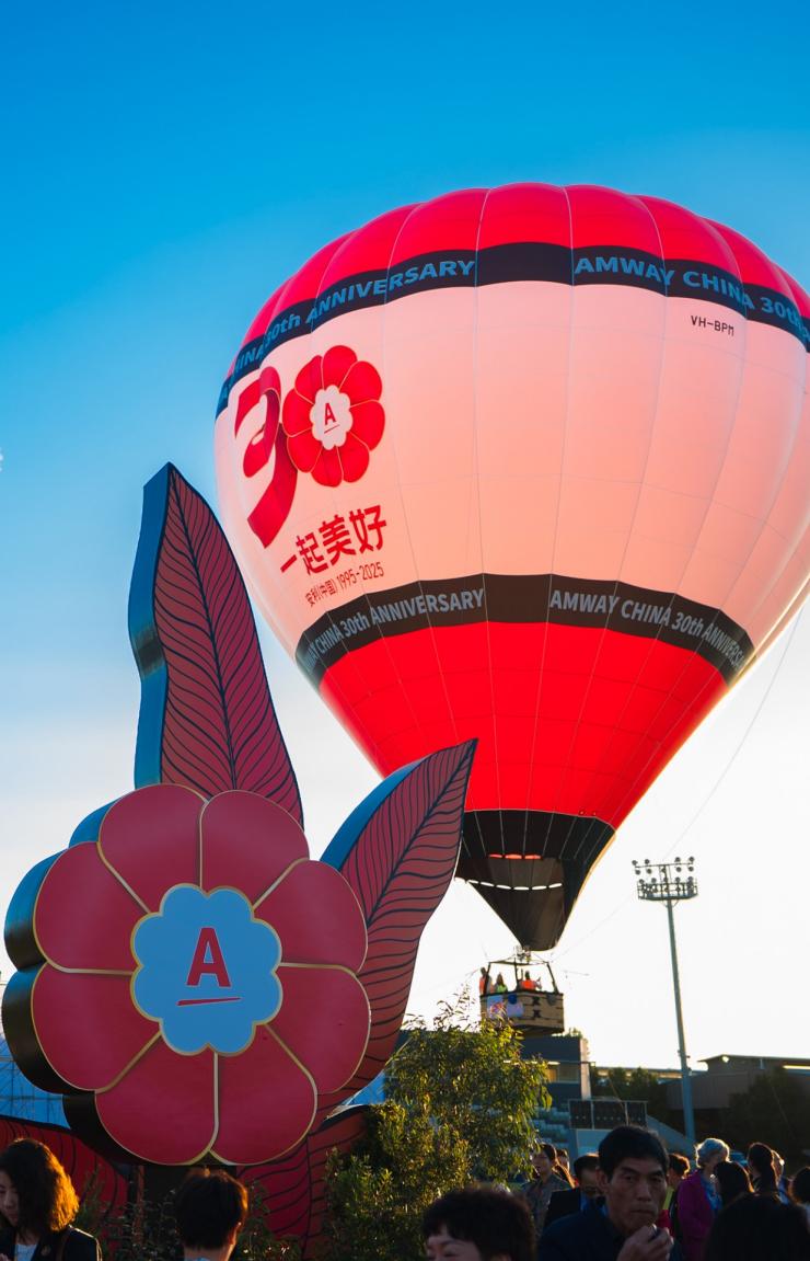 Hot air balloon taking off at Amway China Leadership Seminar 2025, Melbourne, Victoria © Amway