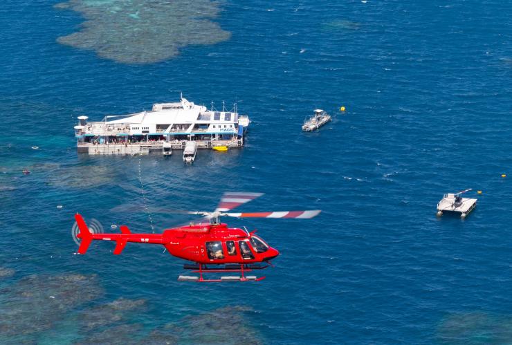 Aerial of the Great Barrier Reef, Cairns, Queensland © Tourism Australia/Nautilus Aviation