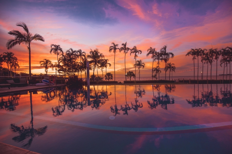 SKYCITY Darwin pool at sunset, Darwin, Northern Territory © Tourism NT