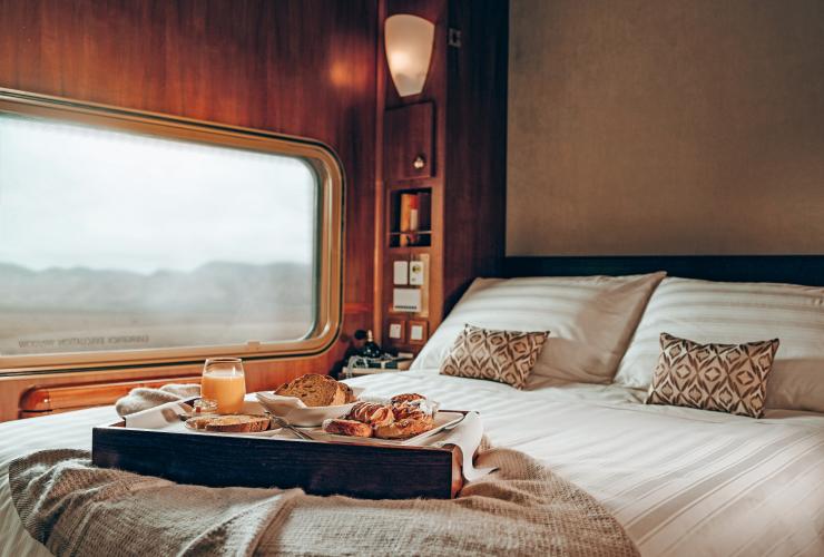 Breakfast in bed onboard the Ghan © Journey Beyond Breakfast in bed onboard the Ghan © Journey Beyond