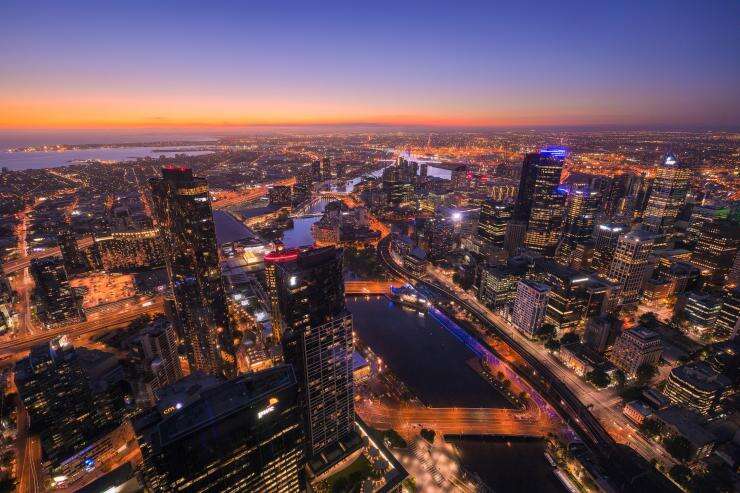 Sunset view from the Eureka Skydeck, Melbourne, VIC. © Tourism Australia