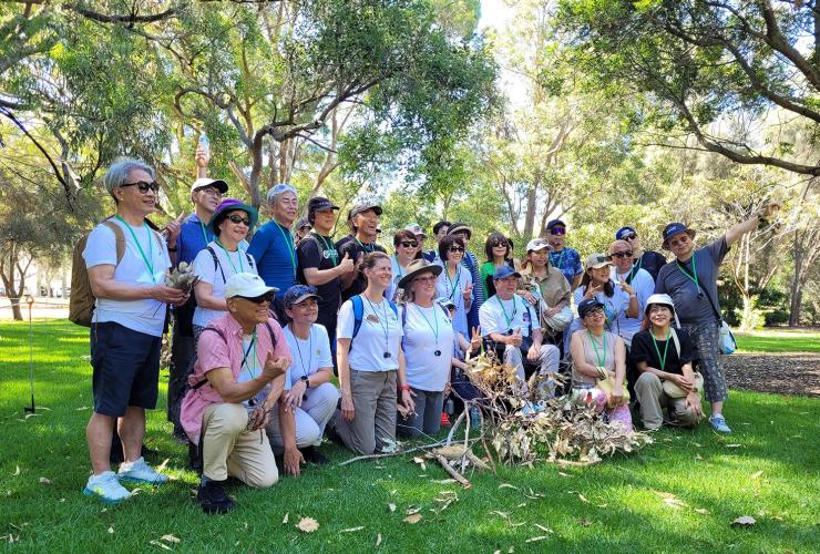A group in Kings Park, Perth at the end of their mindful experience, Western Australia © Mindful in Nature