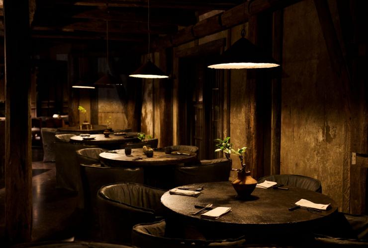 A view of the tables and chairs in Fue at The Belongil, Byron Bay, New South Wales © The Belongil