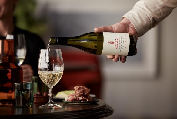 A pour of a Mount Pleasant wine from bottle to goblet, Hunter Valley, New South Wales © Mount Pleasant