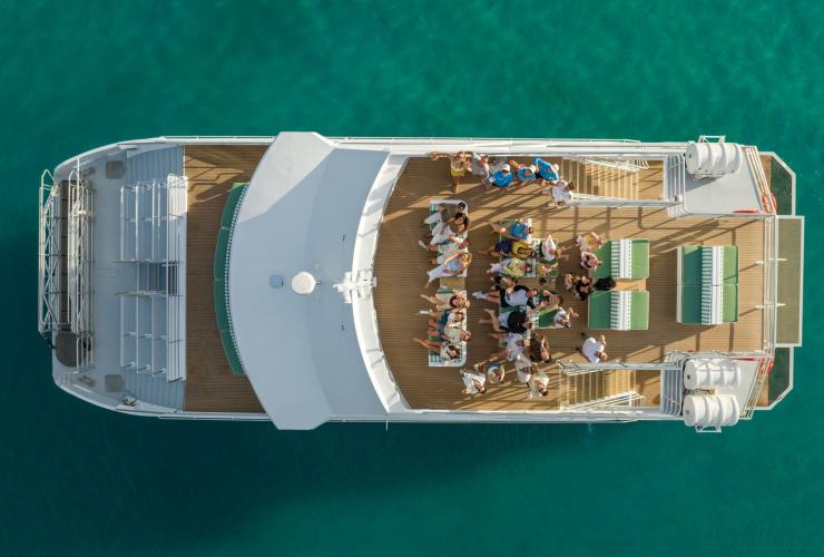 An aerial view of a group of the top deck of Spirit of Mulgumpin, Queensland © See Morton