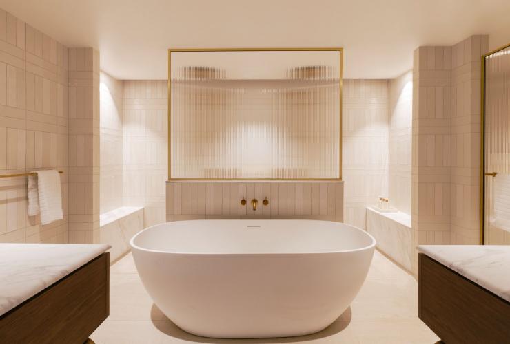 The expansive bathroom of the one-bedroom suite at Elysium Noosa, Noosa, Queensland © Elysium Noosa