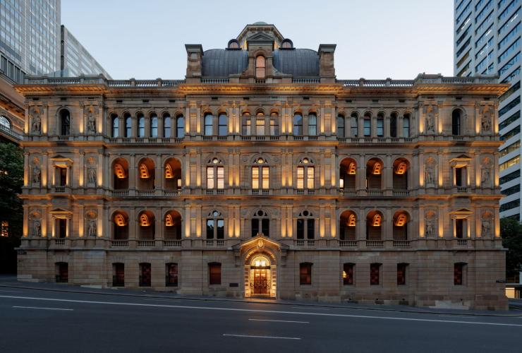 Heritage architecture and table settings, The Lands by Capella, Bridge Street Sydney, New South Wales © Timothy Kaye