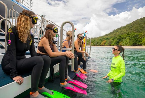Group learning to snorkel with an instructor, Aquarius II, Cairns, Queensland © Aquarius II