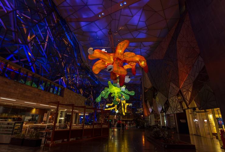 Inside the glass encased venue, The Atrium at Federation Square, Melbourne, Victoria © Fed Square