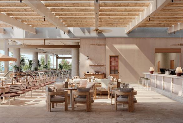 Render image of the Pool Bar Lounge at Haven, Mondrian, Gold Coast, Queensland © Justin Nicholas