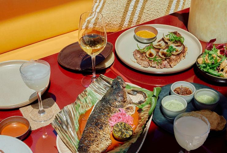 Char-grilled fish and accompaniments, Lottie, Sydney, New South Wales © Lottie
