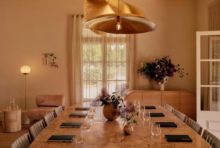 Chandon Homestead Vintage room view of the dining table, Yarra Valley, Victoria © Chandon Homestead