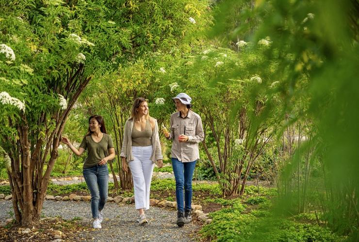 Guests walk through the gardens with a Jurlique representative learning about the botanics used in Jurlique products, Adelaide Hills, South Australia © Jurlique