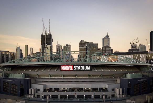 Marvel Stadium with Melbourne city centre in the background © Dylan Burns