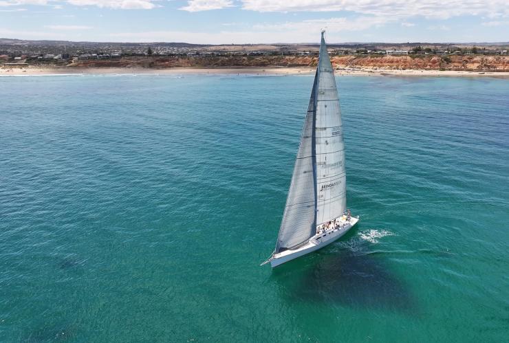 Brindabella sailing beside the Adelaide Coastline 
