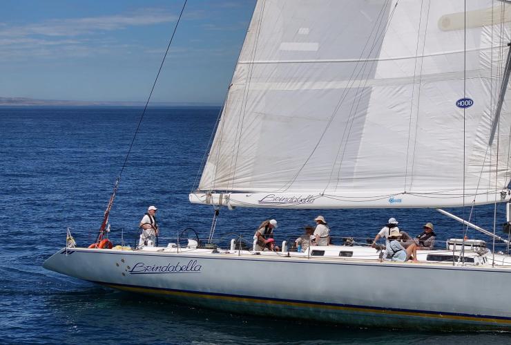 A closer view of people aboard Brindabella sailing on the ocean © Brindabella Sailing