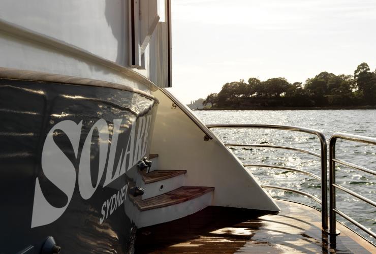 The stern of Solaré on Sydney Harbour © Jason Loucas