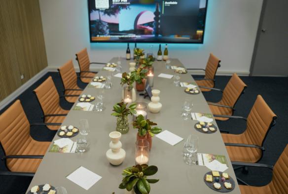A table set up for a Stay n’ Sip event. © Stay n’ Sip
