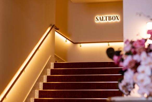 The staircase in the foyer at Saltbox. © Saltbox